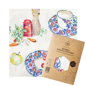 【お好きなサイズ1枚】蜜蝋ラップ（Vintage Tea for Two）ヴィンテージコットン　Minimakers